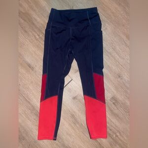 all in motion S Navy & coral red Colorblock Leggings